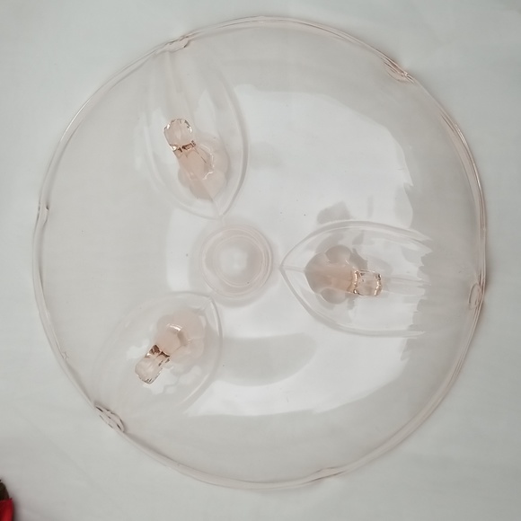 Lancaster Jubilee Pink Elegant Depression Era Three Footed Rimmed Serving Plate - Picture 3 of 16